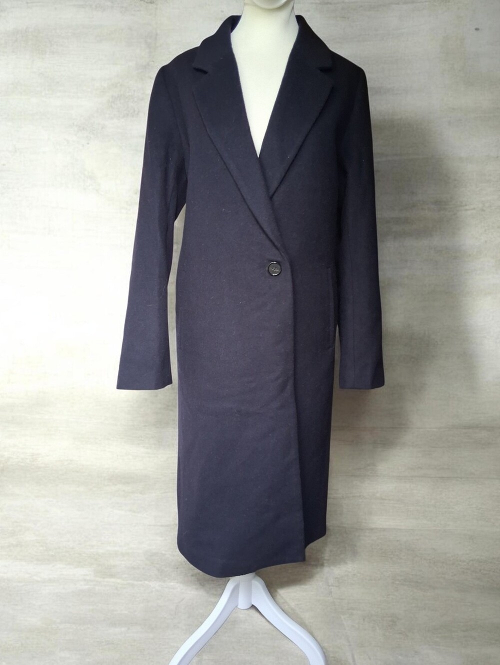 Quince Italian Wool Classic Single Breasted Coat Cadet Navy Blue S